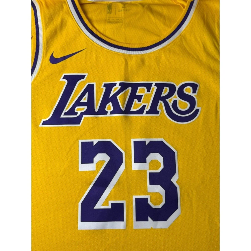 Nike LeBron James Los Angeles Lakers 23 Icon Edition Jersey Yellow XXL 56 AJ5117